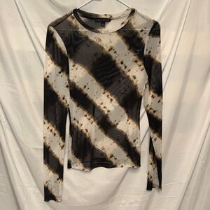 Haute Monde tie dye mesh long sleeve top